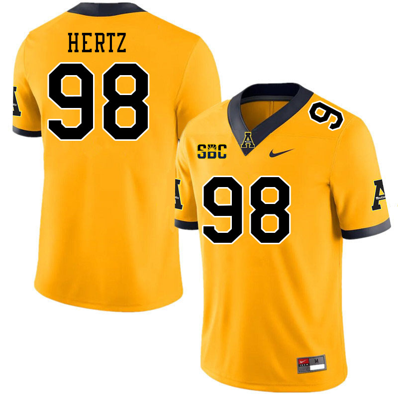 Men #98 Jason Hertz Appalachian State Mountaineers College Football Jerseys Stitched Sale-Gold